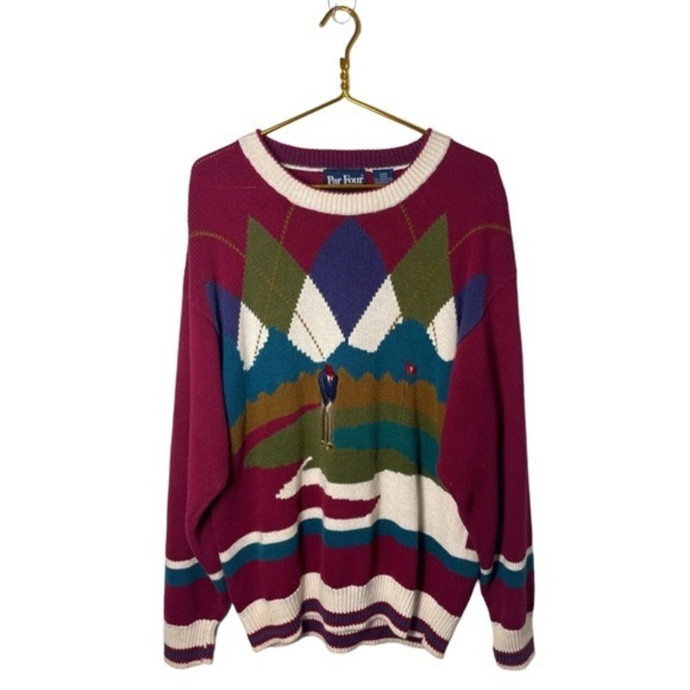 Par‎ Four Vintage Golfer 9th Hole Knitted Sweater - Size Large